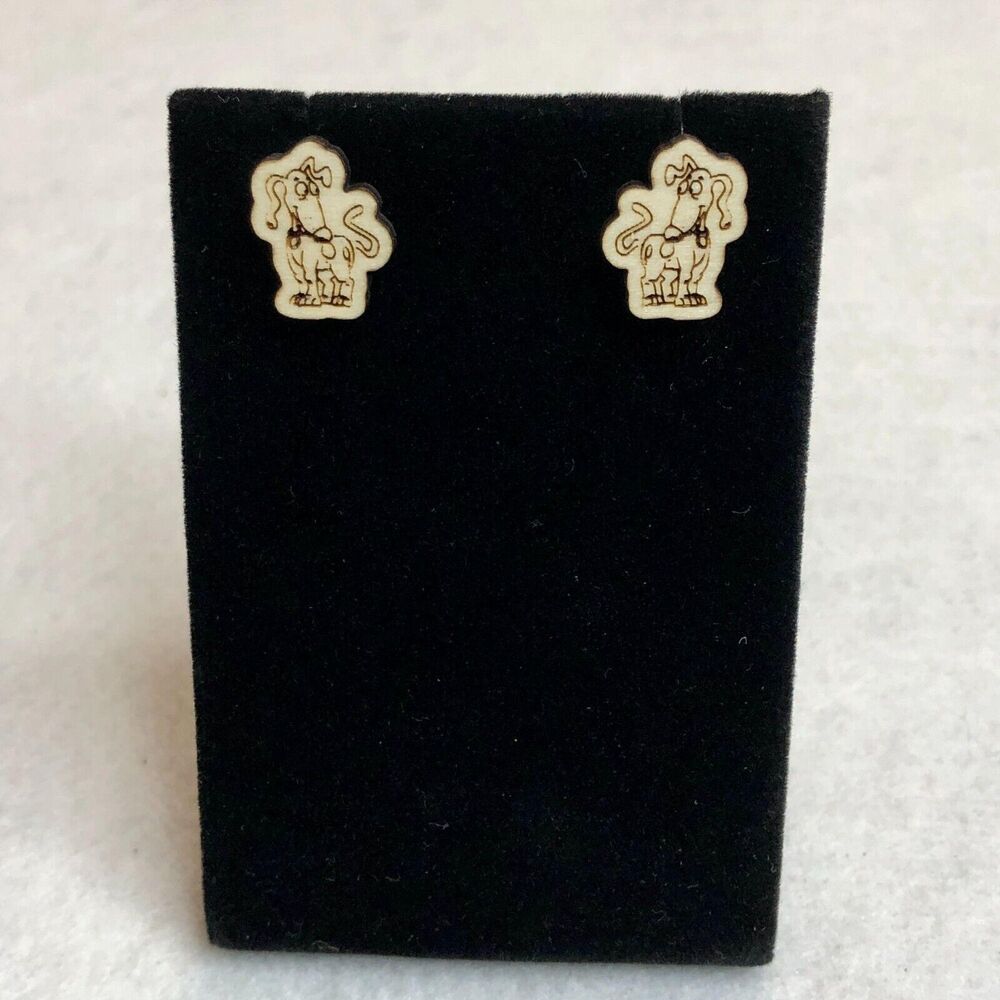 Rugrats Spike the Dog Wood Stud Earrings